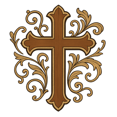illustrates catholic cross with some decoration transparent background-1